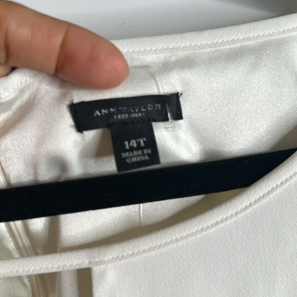 Ann Taylor knee length ivory color block 3/4 sleeves dress size 14T - Picture 8 of 10